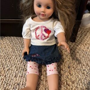 Madame Alexander Doll with White Top and Denim Skirt
